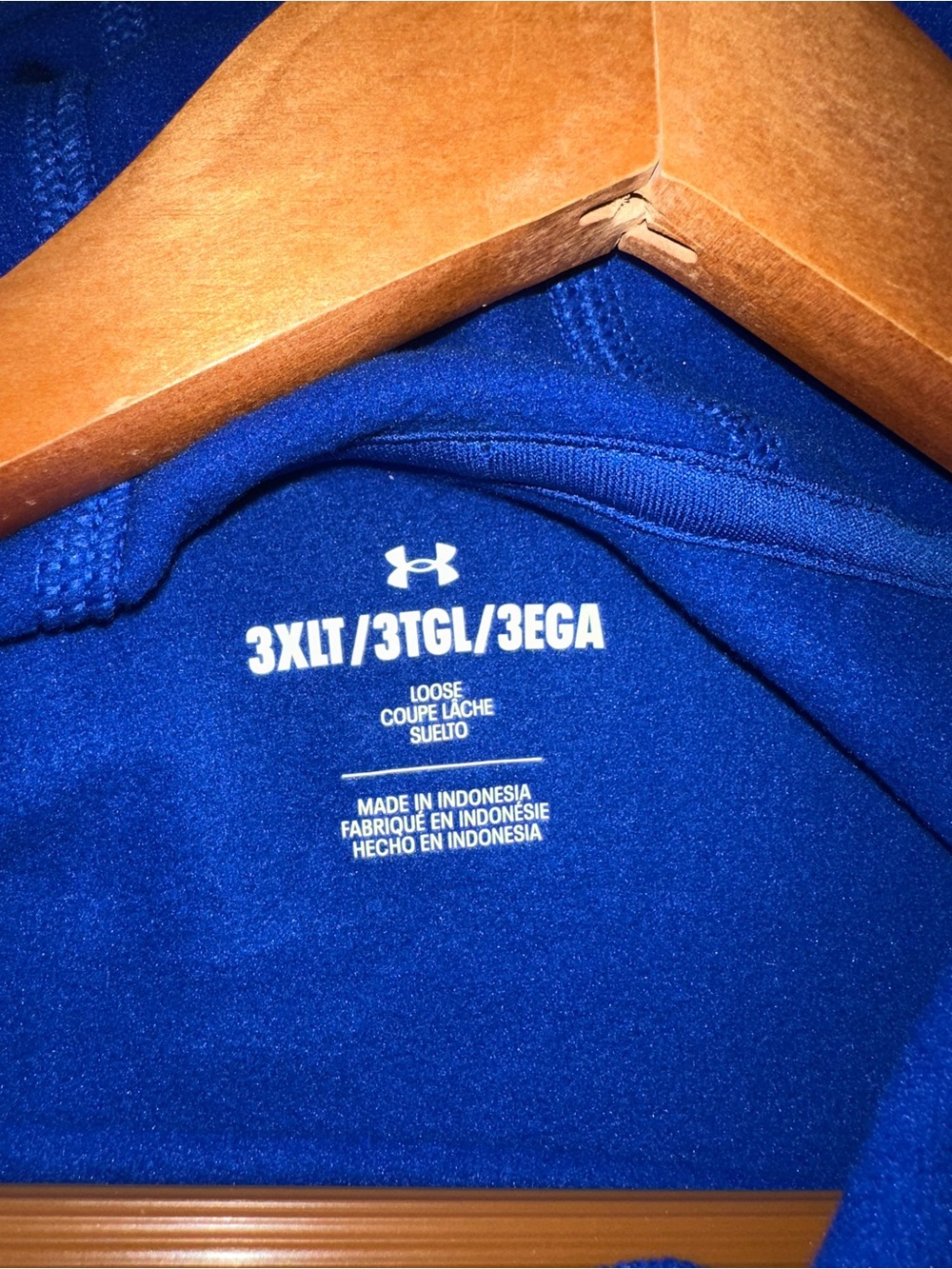 Under Armour Royal Blue Pullover Hoodie with Black Logo - Picture 5 of 7